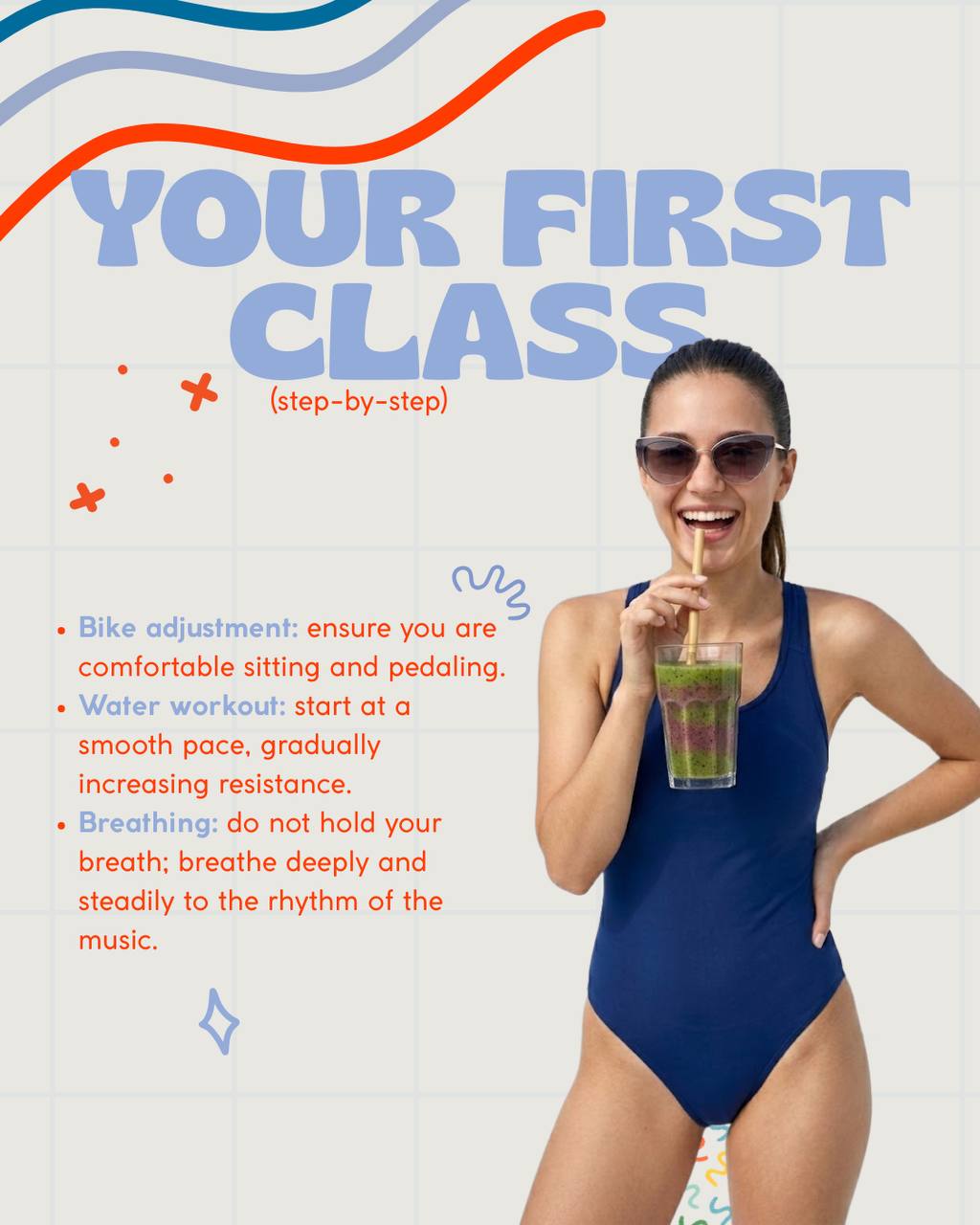 Your first class step by step: adjust the bike, start at a smooth pace and increase resistance, breathe steadily to the music
